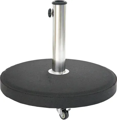 Produktbild von Runder sonnenschirmständer mit rollen schwarz 25kg aus beton und edelstahl - Hespéride