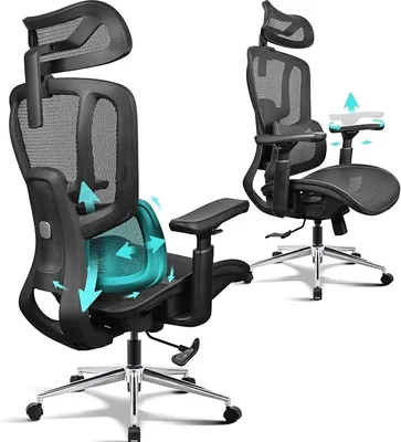 Imagen del producto de Silla de oficina con capacidad para 200 kg y soporte lumbar ajustable en 8 direcciones