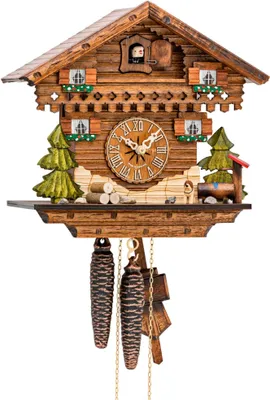 Produktbild von Cuco Clock Kuckucksuhr Schwarzwalduhr "Schwarzwaldhäuschen" 17 x 27 x 27cm Wanduhr aus Holz, 1 - Tage Werk, manuelle Nachtabschaltung