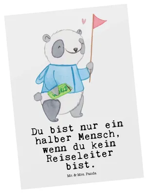 Produktbild von Mr. & Mrs. Panda bildkarte Reiseleiter Herz - Weiß - Geschenk, Postkarte, Grußkarte, Ansichtskarten, spruchkarte, Kunstkarten, Postkarten