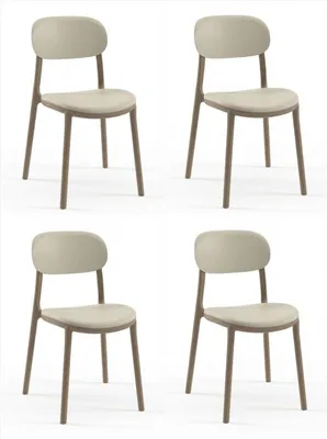 Productafbeelding van 4 stoelen, beige, polypropyleen, textiel, eetkamerstoel, keukenstoel, modern