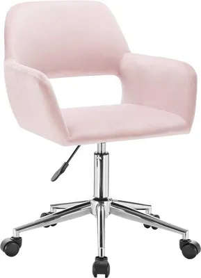 Immagine prodotto di Sedia da ufficio Zita - Con braccioli - Con rotelle - Sedia da ufficio ergonomica per adulti - Rosa - Altezza regolabile - Velluto