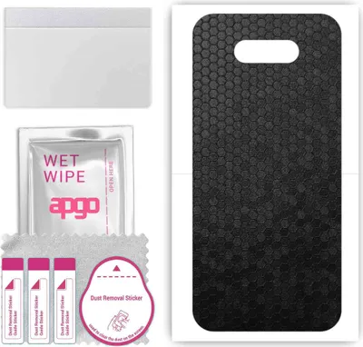 Produktbild von apgo Rückseite Schutzfolie, Skin, kompatibel mit LG Q31, Hinten Displayschutzfolie aus Vinylfolie, kratzfest, einfache Montage - Schwarze Honigwabe