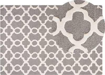 Produktbild von BELIANI Teppich Grau 140 x 200 cm Marokkanisches Muster Kurzflor Handgetuftet Rechteckig Elegant Klassisch