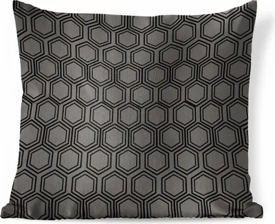 Produktbild von MuchoWow® Zierkissen Sofakissen Wohnzimmer Dekokissen 45x45 cm Schwarz - Muster - Sechseck - Schlafpolster - Polster für das Sofa