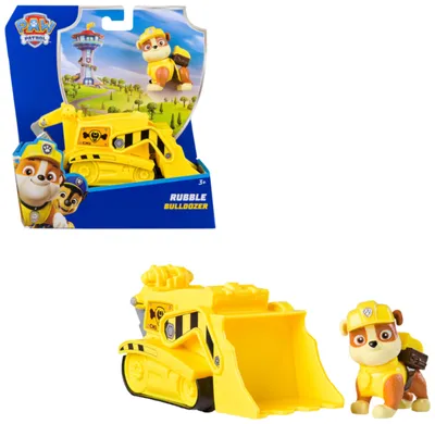 Produktbild von PAW Patrol - Rubble-Figur mit Bulldozer-Baufahrzeug, stabiles Basis-Fahrzeug (2025), authentisches Spielzeug zur Serie für Kinder ab 3 Jahren, Bulldozer, 3 Jahr(e), Kunststoff, Gelb