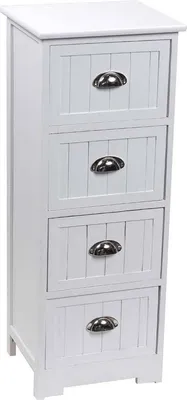 Produktbild von Mdf paulownia schrank 4 schubladen mit griff - weiss - Tendance