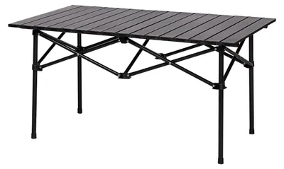 Obrázok produktu pre Kempingový stôl skladací 119x55x49 cm, čierny, s taškou, pre kempovanie
