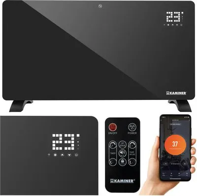 Zdjęcie produktu dla Grzejnik elektryczny szklany, 2500 W, Wi-Fi i pilot zdalnego sterowania