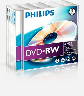 Immagine prodotto di OUTLET Philips PHOV-RW4754JC Box de DVD-RW media in bianco 5 pezzi, la confezione può variare