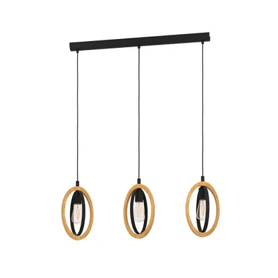 Image de Eglo 43462 BASILDON E27 triple suspension 780x160mm noir marron