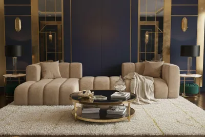 Produktbild von Kaiser Möbel Ecksofa L-Form Grand L 319 cm, Veloursstoff Salvador, Beige, Links