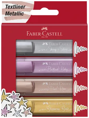 Zdjęcie produktu dla Faber-Castell 154640 Zakreślacz TEXTLINER Metallic Zestaw 4 sztuk
