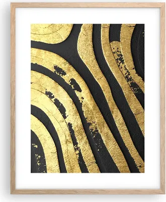 Produktbild von Gerahmtes Poster - Rahmen in heller Eiche - Abstraktion dreidimensional Gold - 40x50 cm - Wand Bild - Wanddeko - Wandbilder - Kunstposter - Wandposter - Bilderrahmen - Bilder - P2NPA40x50-4461