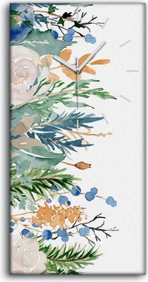 Produktbild von Wandbild Leinwand Bilder mit Uhr Geräuschlos 30x60 Gemälde Blumen Pflanzen Kunst - weiße Hände