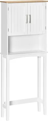 Produktbild von kleankin Toilettenschrank, Hochschrank für Waschmaschine mit 2 Türen, verstellbarer Innenboden und Ablageboden für Badezimmer, WC, Belastung 20 kg, Kippschutz, 64 x 22 x 165 cm, Weiß