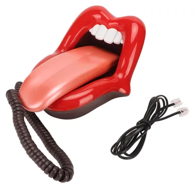 Immagine prodotto di Grande telefono fisso a forma di lingua, grazioso telefono rosso con filo per decorare la casa e l'ufficio