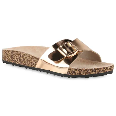 Produktbild von VAN HILL Damen Sandalen Pantoletten Bequeme Profil-Sohle Schuhe 838956, Farbe: Rose Gold, Größe: 40