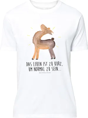 Produktbild von Mr. & Mrs. Panda Größe M T-Shirt Lama Stolz - Weiß - Geschenk, mit Spruch, Hippie, Tshirt, Shirt, Family, Herren, Familie, Freundin
