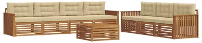 Produktbild von vidaXL Outdoor-Sofagarnitur mit Kissen 8 pcs Natur und Beige