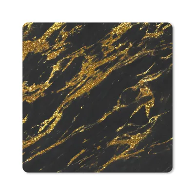 Produktbild von MuchoWow® Mauspad Mousepad Marmor - Gold - Glitter - Schwarz 20x20 cm - Mousepads - Maus Mat - Pad - Mausunterlage - Desk Mat - Bureauartikeln