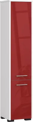 Image de Akord Colonne Salle De Bain 2 Portes Blanc Rouge Brillant 30X30X140