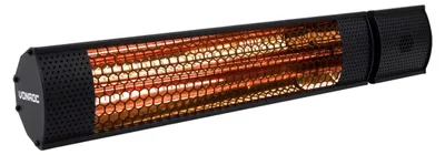 Productafbeelding van Terrasverwarmer Wandmontage - 2000 Watt - Zwart Aluminium - Infrarood Heater voor Buiten