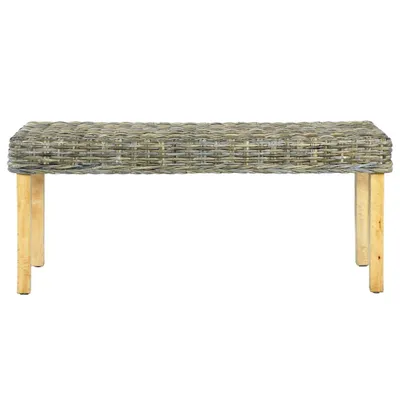 Zdjęcie produktu dla vidaXL Ławka 110 cm z naturalnego rattanu Kubu i litego drewna mahoniowego