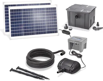 Produktbild von esotec Solar Premium Teichfilter-Set 70/2800 Akku Solarmodul Komplettset 101091