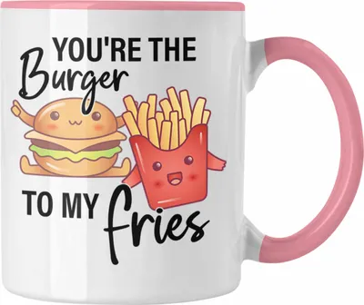 Produktbild von Trendation - Lustige Tasse zum Valentinstag Freundin Freund Geschenk Liebe Paare Du Bist der Burger zu Meinen Pommes Beste Freundin Geschenkidee (Rosa)