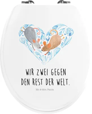 Produktbild von Mr. & Mrs. Panda WC Sitz Mäuse Herz - Weiß - Geschenk, Deckel, Liebe, Lieblingsmensch, Love, Brille, Klobrille, WC-Sitz, Hocheitstag, Toilettendeckel, für Immer, Hochzeit