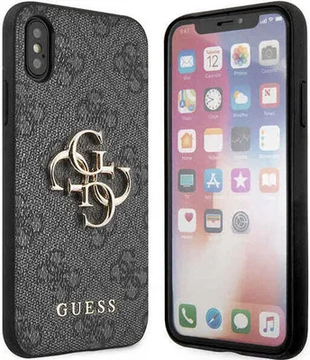 Produktbild von GUESS Schutzhülle für iPhone X / Xs, Guess 4G Big Metal Logo, Grau