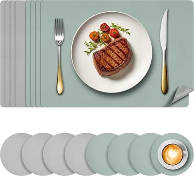 Produktbild von Tischsets Aus Kunstleder 8 Stück, 43x30 cm, Wasserdicht Und Hitzebeständig Bis 80 °C, Für Küche Und Restaurant