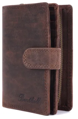 Produktbild von Benthill Geldbörse Damen Echt Leder | Damen Geldbeutel mit RFID Schutz | Portmonee Klein mit 8 Kartenfächer | Slim-Wallet inkl. Geschenkbox