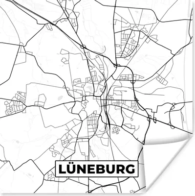 Produktbild von MuchoWow® Poster Lüneburg - Karte - Stadtplan 50x50 cm - Wohnzimmerdekoration