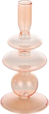 Produktbild von EGLO LIVING Kerzenhalter Molume 19,5cm, dekorativer Stabkerzenhalter aus rosafarbenem Glas im retro Design für Tischdeko und stilvolle Wohnaccessoires
