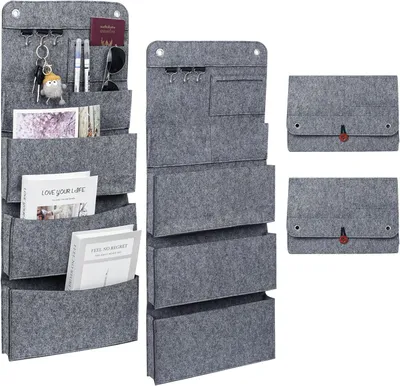 Produktbild von Hängende Aufbewahrung Set 2 Stück, 6 Fächer, 3 Haken, für Türen, Badezimmer, Flure, Büro