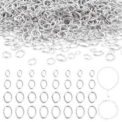 Obrázok produktu pre Sada 1200 oválnych pružinových krúžkov – železné manžetové krúžky – pre výrobu šperkov – DIY projekty – vysoko kvalitný materiál – spojovacie prvky pre šperky