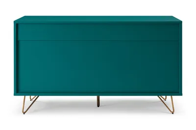 Produktbild von SalesFever Kommode breit | 6 Schubladen ausziehbar | Beine Metall mit Messinglegierung | B 120 x T 40 x H 70 cm | blau