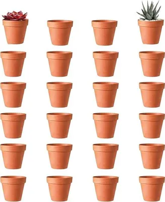 Produktbild von 24 x 3 cm Mini-Blumentopf aus Steingut in Terrakotta-Optik mit Abflussloch – Wiederverwendbarer Blumentopf für die Dekoration im Innen- und Außenbereich (24 Stück)