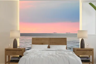 Produktbild von MuchoWow® Fototapete für Wohnzimmer oder Schlafzimmer Wandtapete Vinyl Motivtapete Meer - Vogel - Sonne - 260x260 cm - Papiertapeten