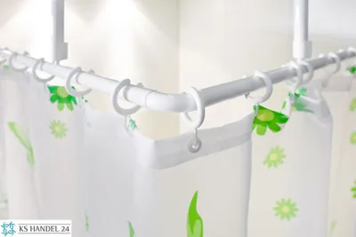 Produktbild von 2er Alu Winkelstange Barrierefrei 120x120 cm extra lang weiß Duschvorhang Stange