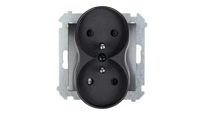 Immagine prodotto di Simon 54 Presa doppia c/u 16A IP20 con copri guida antracite DGZ2MZ.01/48
