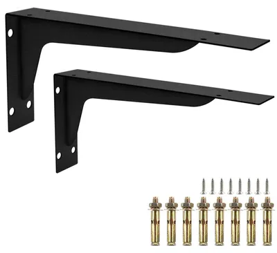 Immagine prodotto di Supporto a parete in metallo nero, 40,6 cm, set da 2