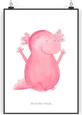 Produktbild von Mr. & Mrs. Panda Bild Axolotl Hurra DIN A5 - Weiß - Geschenk, drucke, Kunstdruck, Fröhlich, Motivation, Wandbild, wanddeko, Freude, poster