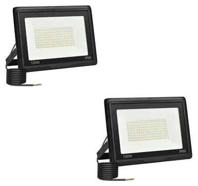 LED-Außenstrahler 100 W, 10.000 lm, IP66, kaltweiß, 2 Stück