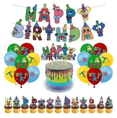 Alphabet-Ballon-Deko für Geburtstag, gelb, Tortenaufsatz, Banner