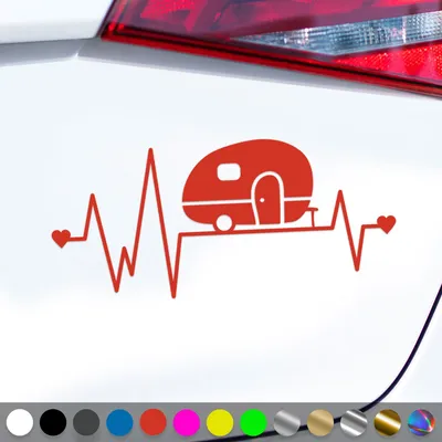 Produktbild von PantherPixel Wohnwagen Herzschlag Aufkleber Camping Wohnmobil Sticker Auto Geschenkidee Farbe Rot