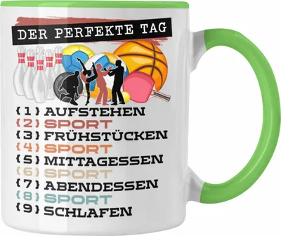 Produktbild von Trendation - Sportler Tasse Geschenk für Ballsportler Spruch Der Perfekte Tag Geschenkidee Lustig (Grün)