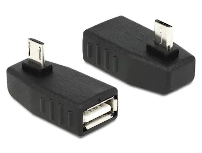 Image de Adaptateur USB micro-B mâle - USB 2.0-A femelle OTG coudé à 90